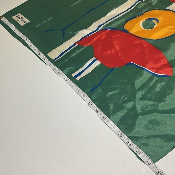Olivia Rosselli Abstract Bird Scarf, Vintage Green Square Scarf Made in Italy. - Picture 7 of 8